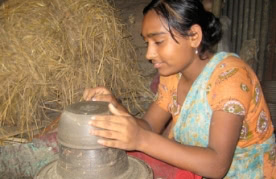 Home-based potter in Bangladesh